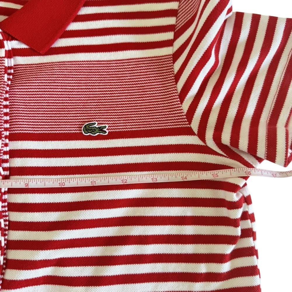 Striped Polo Shirt Red White Women's Sz 36(S) Cotton Collared Tee Casual Peru - Picture 6 of 6